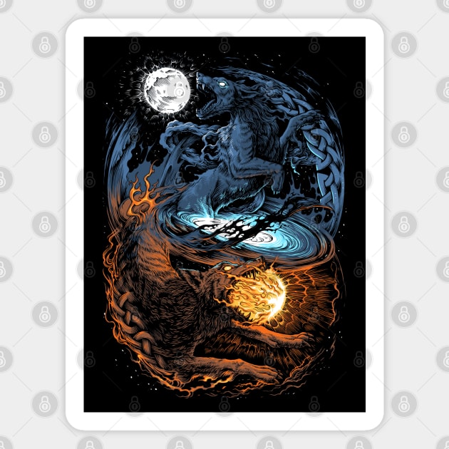 Norse Ragnarok Wolf Viking Mythology Pagan Wolves Magnet by Blue Pagan